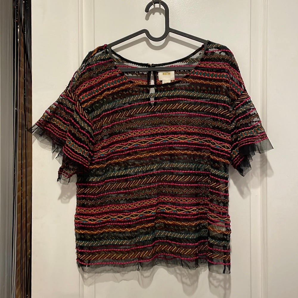 Maeve rainbow sheer blouse